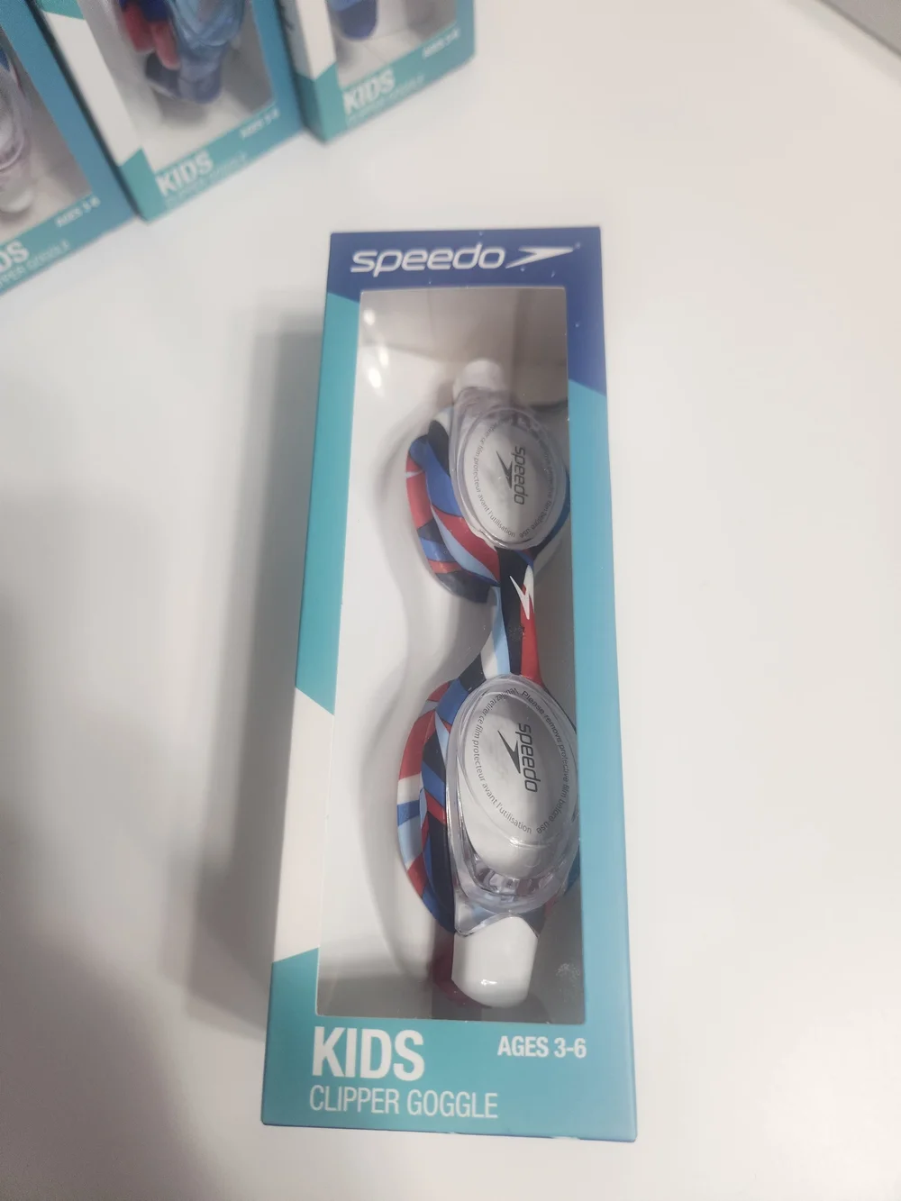 lot of 6 Speedo Kids Clipper Goggles – Blue/Red/White